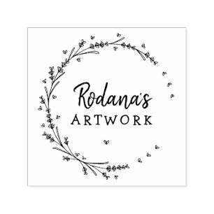 Your Artwork Lavender Hearts Wreath Self-inking Stamp
