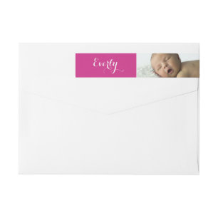 Your Baby Girl Photo Pink Return Address Wrap Around Label