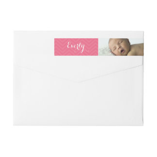 Your Baby Girl Photo Pink Return Address Wrap Around Label