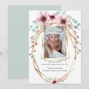 Your Baby Photo Fresh Spring Flowers and Foliage Invitation