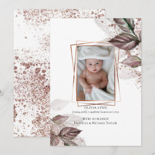 Your Baby Photo Modern Watercolor Foliage Invitation