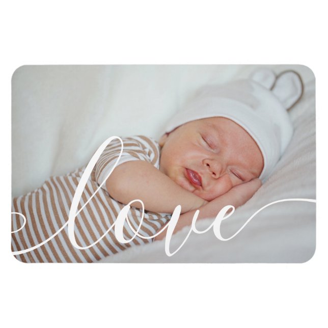 Your Baby Photo Script Love Announcement Magnet (Horizontal)