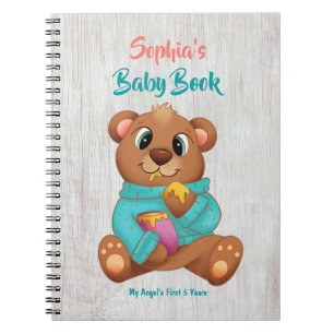 Your Baby's 1st Five Years, DIY Name/Info, Wh Wood Notebook