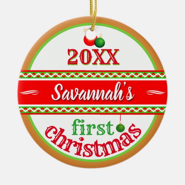 Your Baby's (Name) 1st First Christmas Ceramic Tree Decoration (Front)