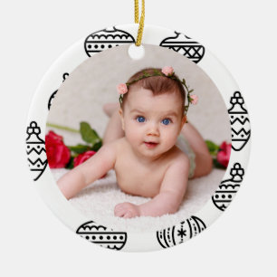 Your Baby's Photo CUSTOMIZABLE Christmas Drawings Ceramic Tree Decoration
