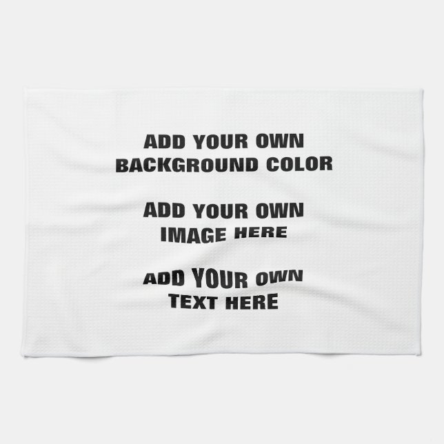 Your background colour, your image, your own text tea towel (Horizontal)