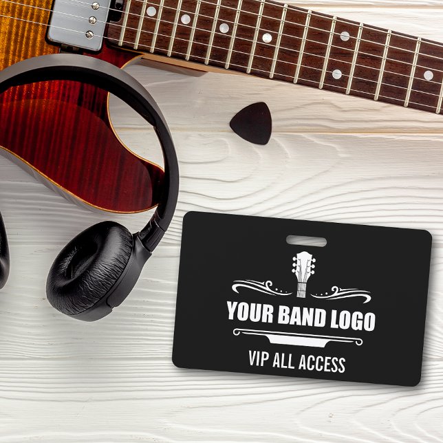 Your Band Logo VIP Wide ID Badge (Customize to change background color or add more text to back.)