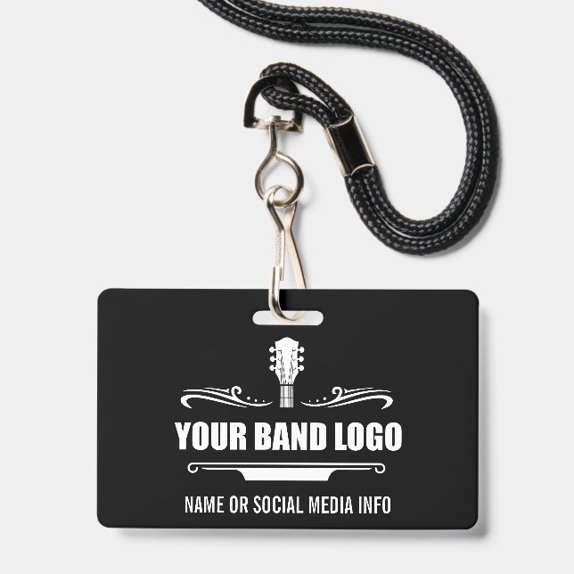 Your Band Logo Wide ID Badge (Front with Lanyard)