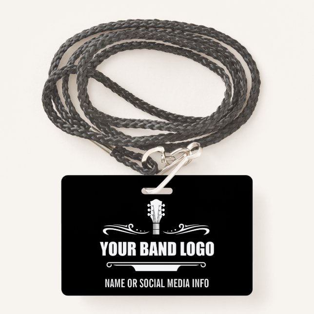 Your Band Logo Wide ID Badge (Front with Lanyard)