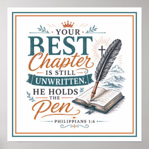 Your Best Chapter Unwritten He Holds The Pen Quote Poster