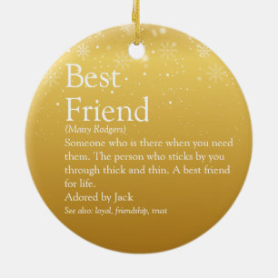 Your Best Friend Definition Gold Snowflakes Ceramic Tree Decoration