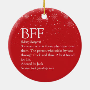 Your BFF Definition Best Friend Snowflakes Red Ceramic Tree Decoration