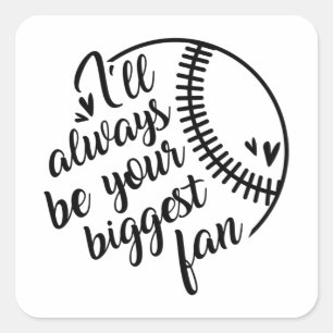 Your Biggest Fan Baseball Print Square Sticker