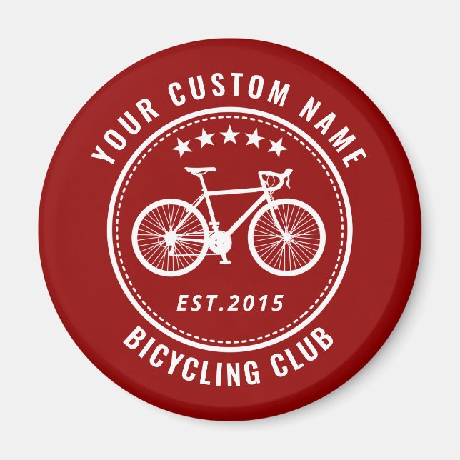 Your Bike Club Family or Location Name Custom Red Magnet (Front)