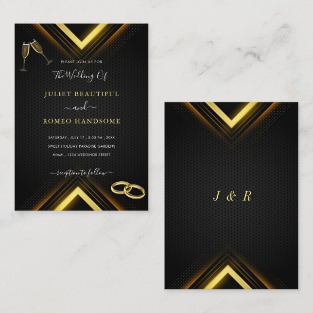 Your Black and Gold Wedding Invitations Example (Front/Back)