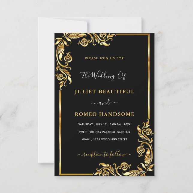 Your Black Gold Wedding Invitation Template (Front)