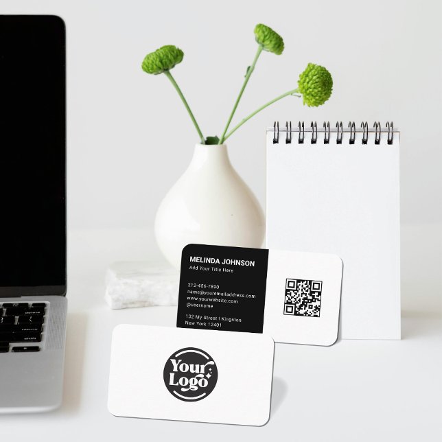 Your Black White Simple QR Code Logo Business Card (Creator Uploaded)