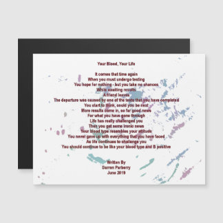 Your Blood, Your Life 10cm x 14cm Magnetic Card