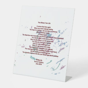 Your Blood, Your Life 25cm x 30cm Pedestal Sign