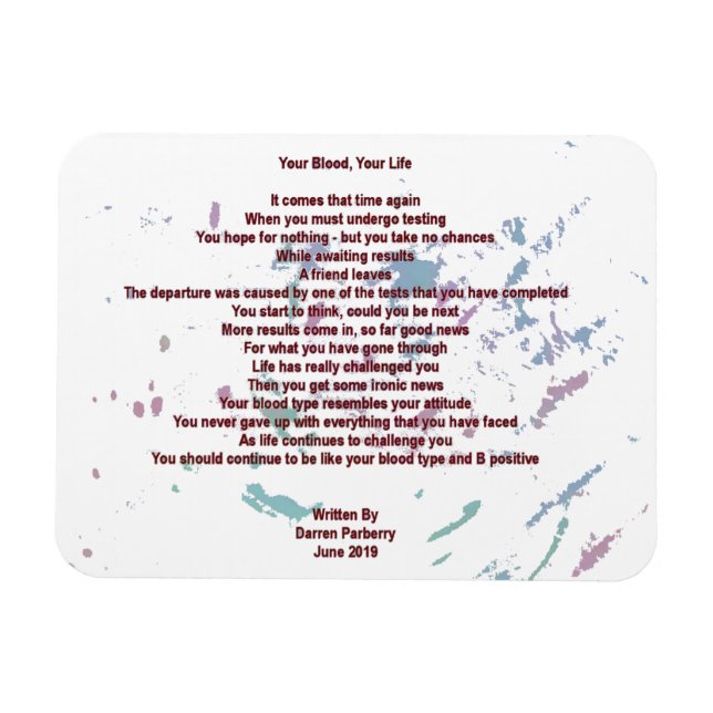 Your Blood, Your Life 7cm x 10cm Flexible Magnet (Horizontal)