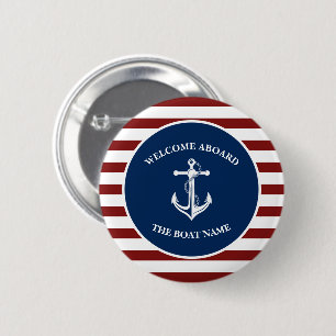 Your Boat Name Anchor 6 Cm Round Badge