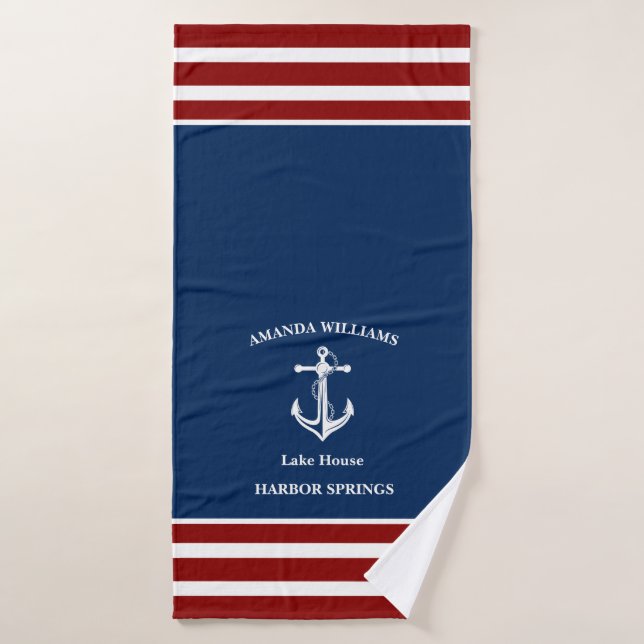 Your Boat Name Anchor Bath Towel Set (Bath Towel)