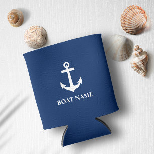 Your Boat Name Anchor Blue Can Cooler