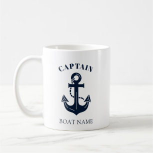 Your Boat Name Anchor Blue Captain Coffee Mug