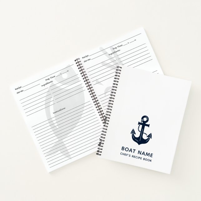 Your Boat Name Anchor Blue Notebook (Inside)