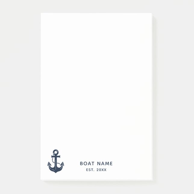 Your Boat Name Anchor Blue Post-it Notes (Front)