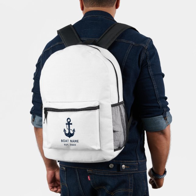 Your Boat Name Anchor Blue  Printed Backpack (Insitu (Model))
