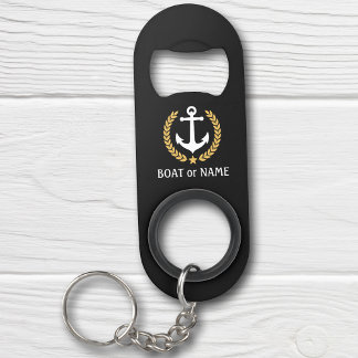 Your Boat Name Anchor Gold Style Laurel Black