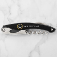 Your Boat Name Anchor Gold Style Laurel Black
