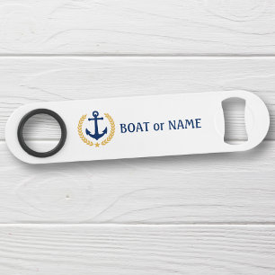 Your Boat Name Anchor Gold Style Laurel White