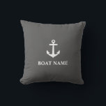 Your Boat Name Anchor Grey Cushion<br><div class="desc">Your Boat Name Anchor Grey Throw Pillow Cushion.</div>
