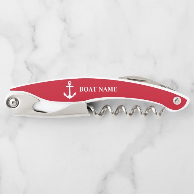Your Boat Name Anchor in Red Corkscrew (Front)