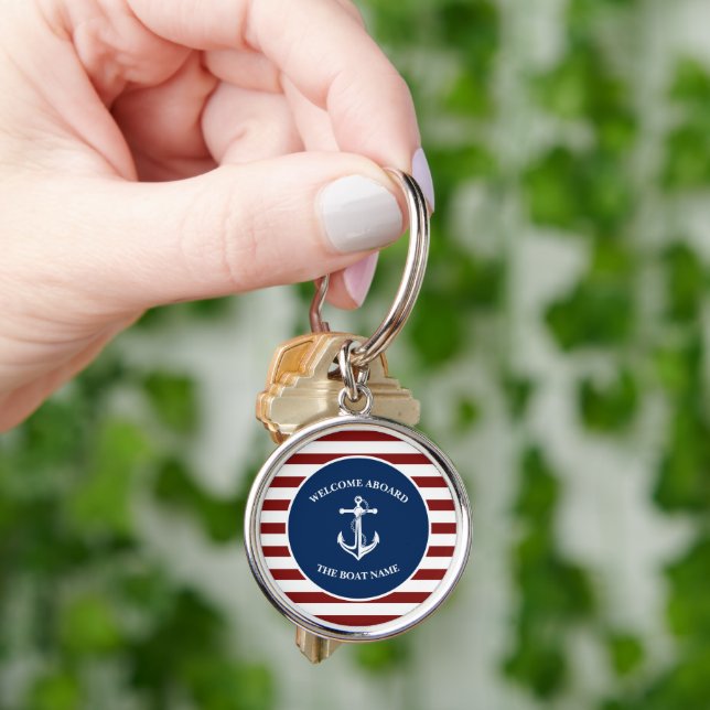Your Boat Name Anchor Key Ring (Hand)