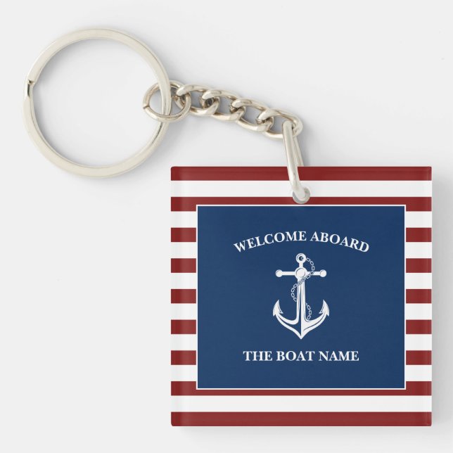 Your Boat Name Anchor Key Ring (Front)
