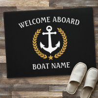Your Boat Name Anchor Laurel Welcome Aboard Black