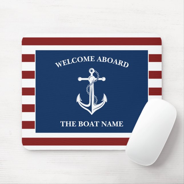 Your Boat Name Anchor Mouse Mat (With Mouse)