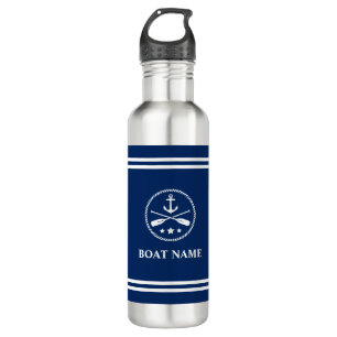 Your Boat Name Anchor & Oars White Stripes 710 Ml Water Bottle