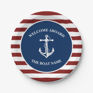 Your Boat Name Anchor Paper Plate
