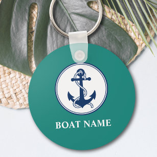 Your Boat Name Anchor & Rope Key Ring