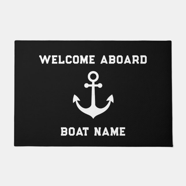 Your Boat Name Anchor Welcome Aboard Doormat (Front)