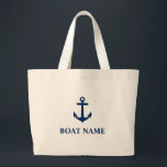 Your Boat Name Blue Anchor Large Tote Bag<br><div class="desc">Your Boat Name Blue Anchor Large Tote Bag</div>