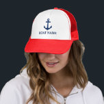 Your Boat Name Blue Anchor Trucker Hat<br><div class="desc">Your Boat Name Blue Anchor Hat</div>