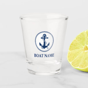 Your Boat Name Blue Rope & Anchor Shot Glass