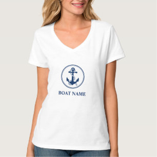 Your Boat Name Blue Rope & Anchor Women's T-Shirt