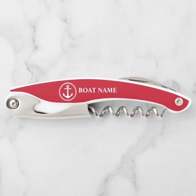 Your Boat Name Classic Sea Anchor in Red Corkscrew (Front)
