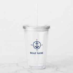 Your Boat Name Compass Anchor Acrylic Tumbler
